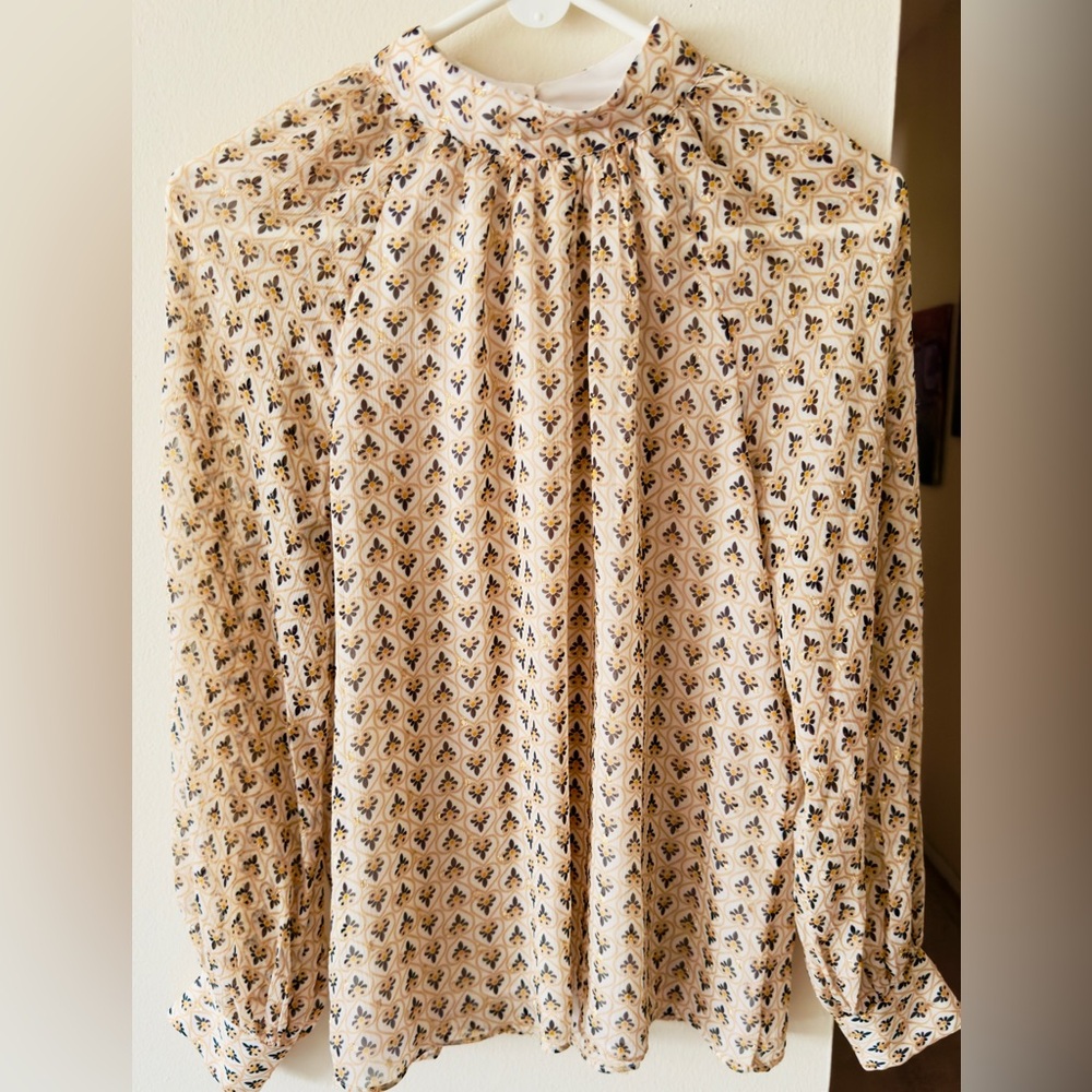 Floral Print Cream Blouse
